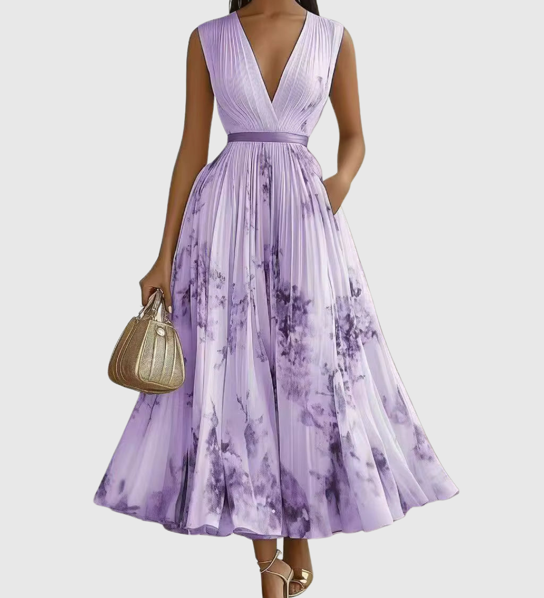Amelia – Elegancka Plisowana Sukienka Maxi