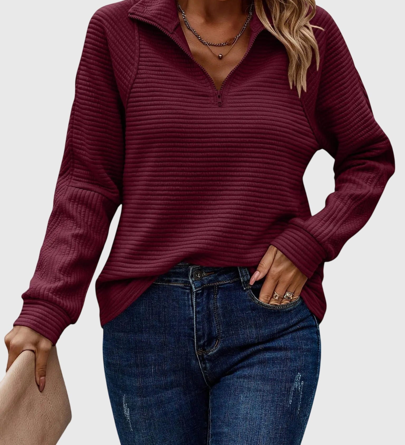 Ewa | Elegancki sweter z pół-zamkiem