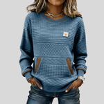 Mies - Strukturalny sweatshirt w kolorze blokowym z okrągłym dekoltem