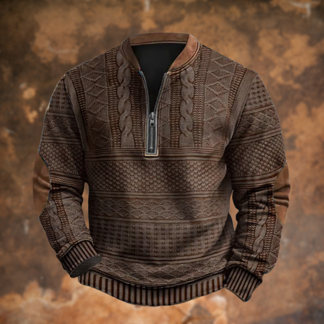 Anton – męski sweter z półzamkiem i stylowymi detalami