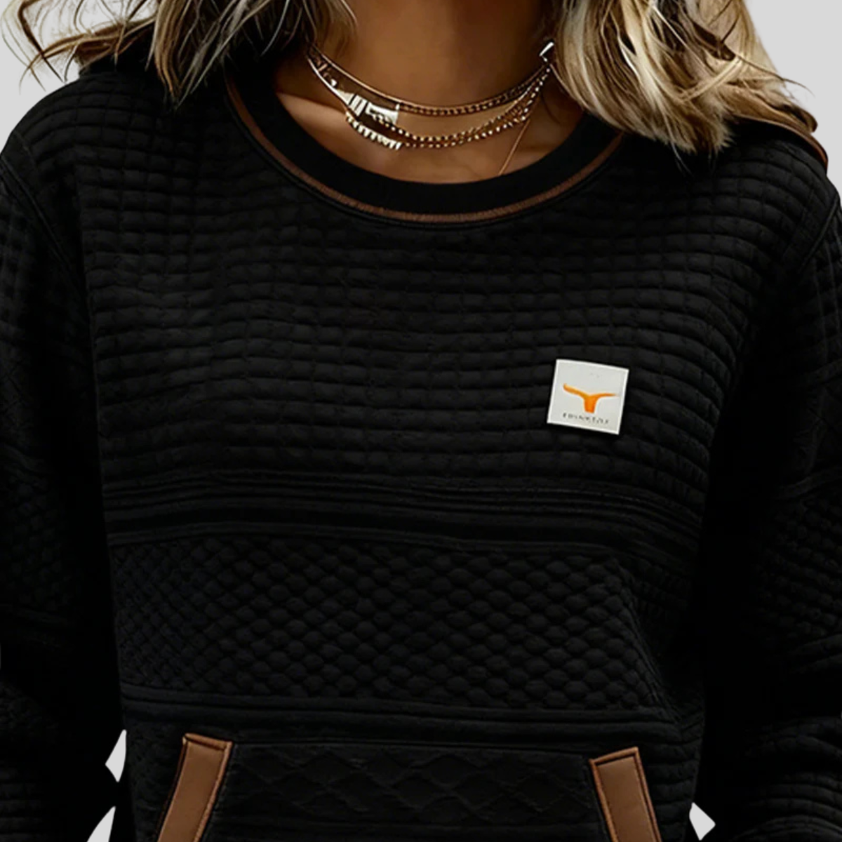 Mies - Strukturalny sweatshirt w kolorze blokowym z okrągłym dekoltem