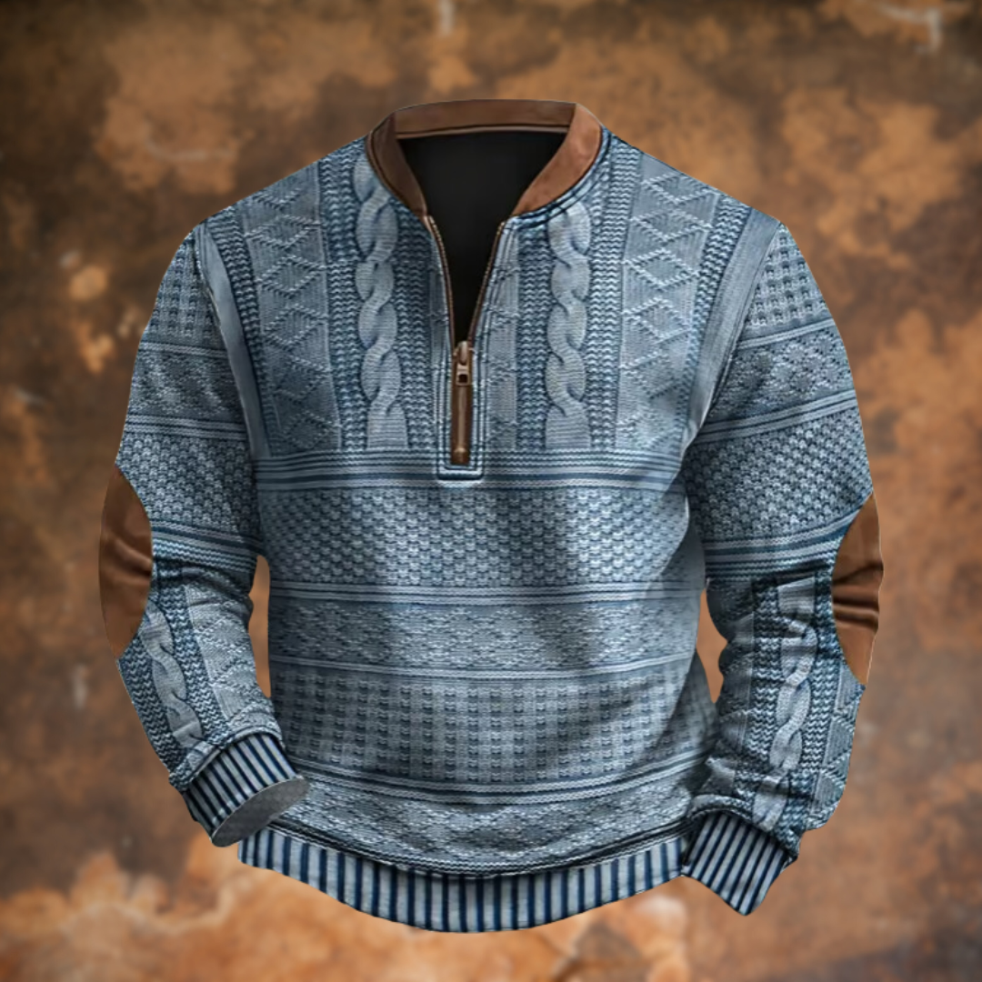 Anton – męski sweter z półzamkiem i stylowymi detalami