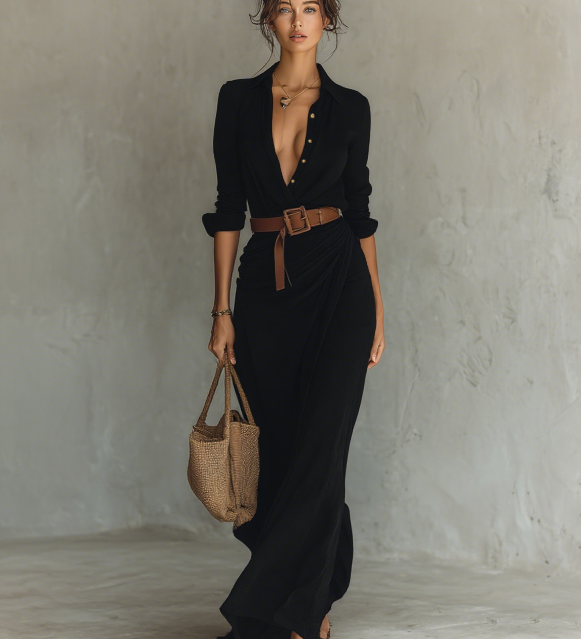 Karolina – Sukienka Maxi w Stylu Koszulowym