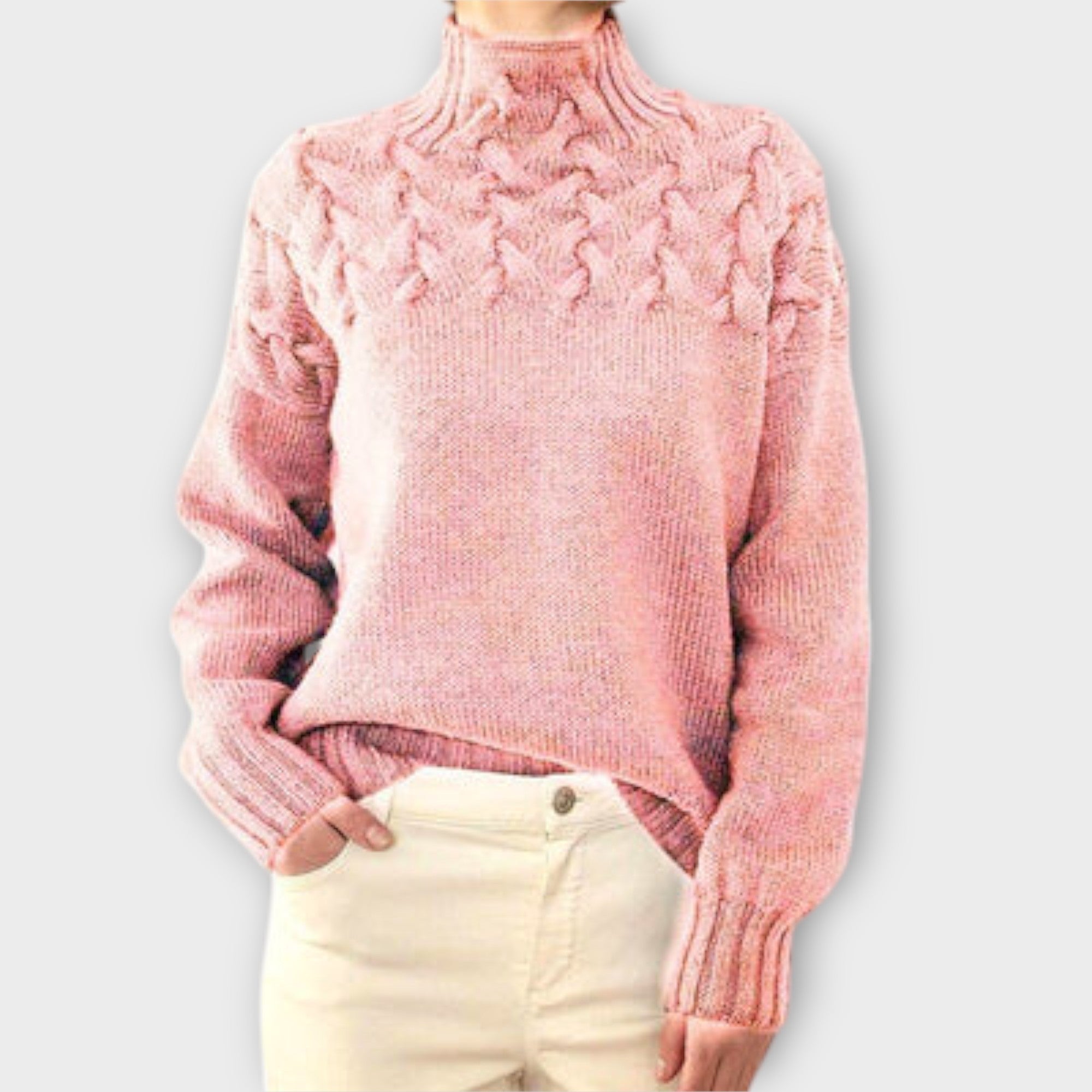 Eva – Damski sweter z warkoczowym splotem