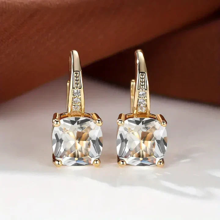 Gold Hoop Earrings with Mysterious Stones