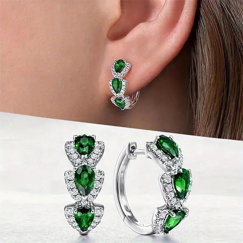 Hoop Earrings with Shiny Crystal