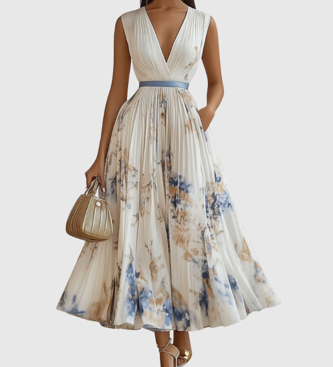 Amelia – Elegancka Plisowana Sukienka Maxi