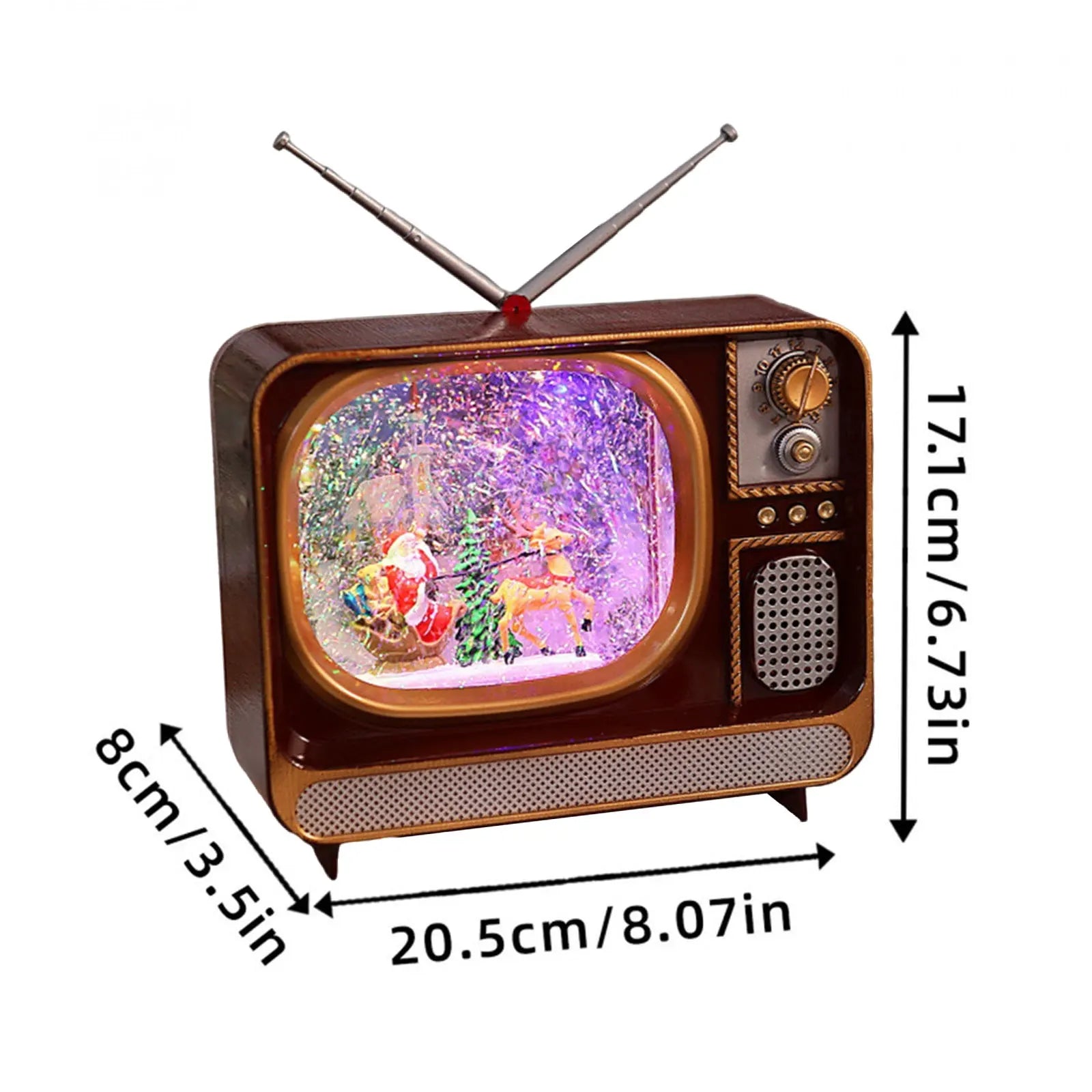 Christmas Decorations Luminous With Music Snow Tv Ornaments Glittering Christmas Music Box Tv For Christmas Gifts Cafe Party