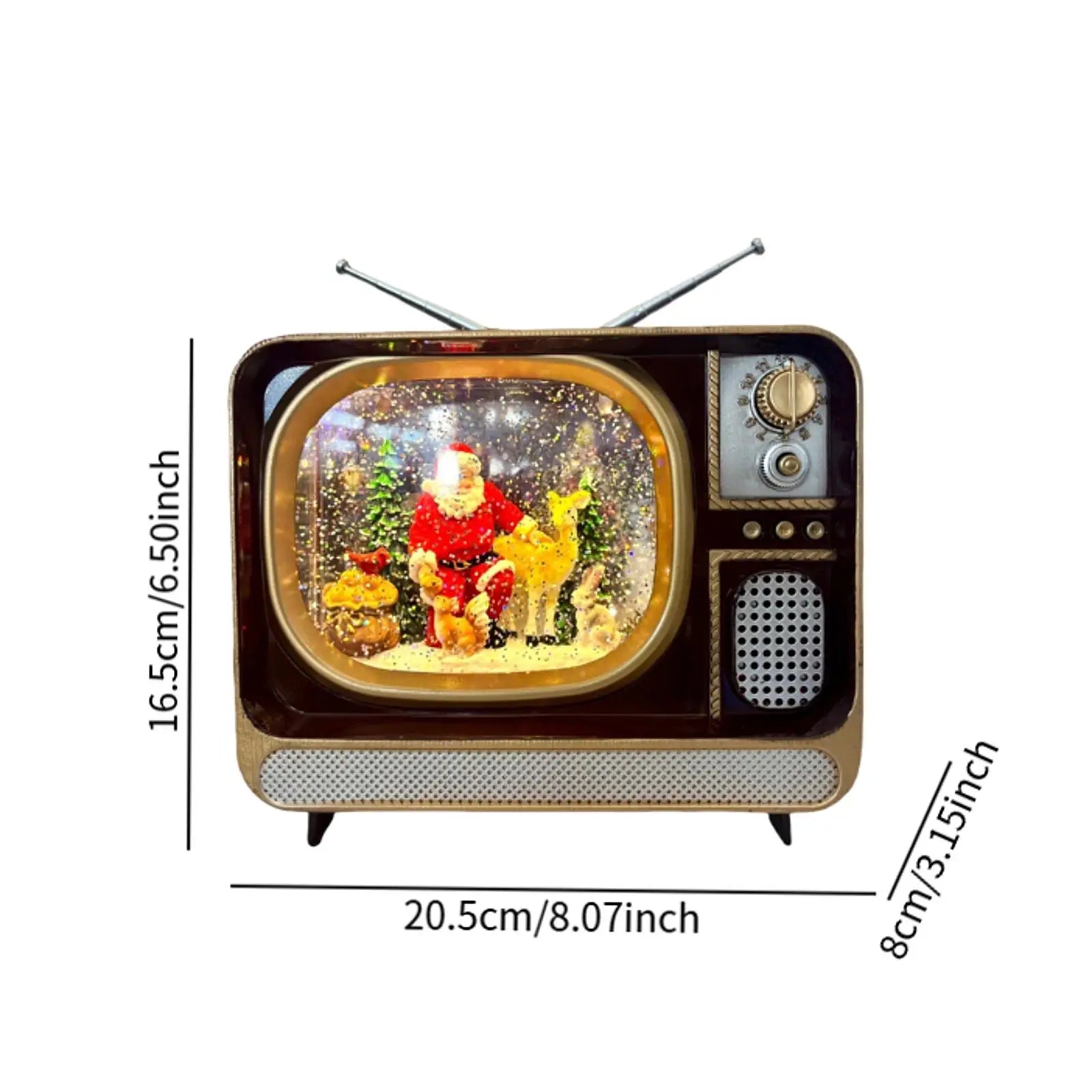 Christmas Decorations Luminous With Music Snow Tv Ornaments Glittering Christmas Music Box Tv For Christmas Gifts Cafe Party