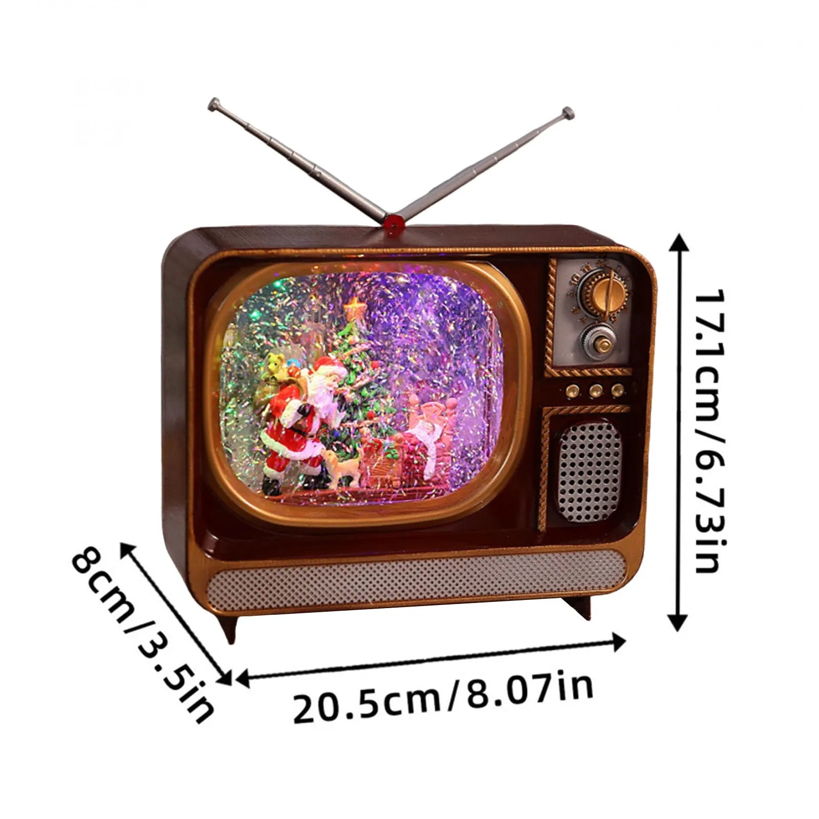 Christmas Decorations Luminous With Music Snow Tv Ornaments Glittering Christmas Music Box Tv For Christmas Gifts Cafe Party