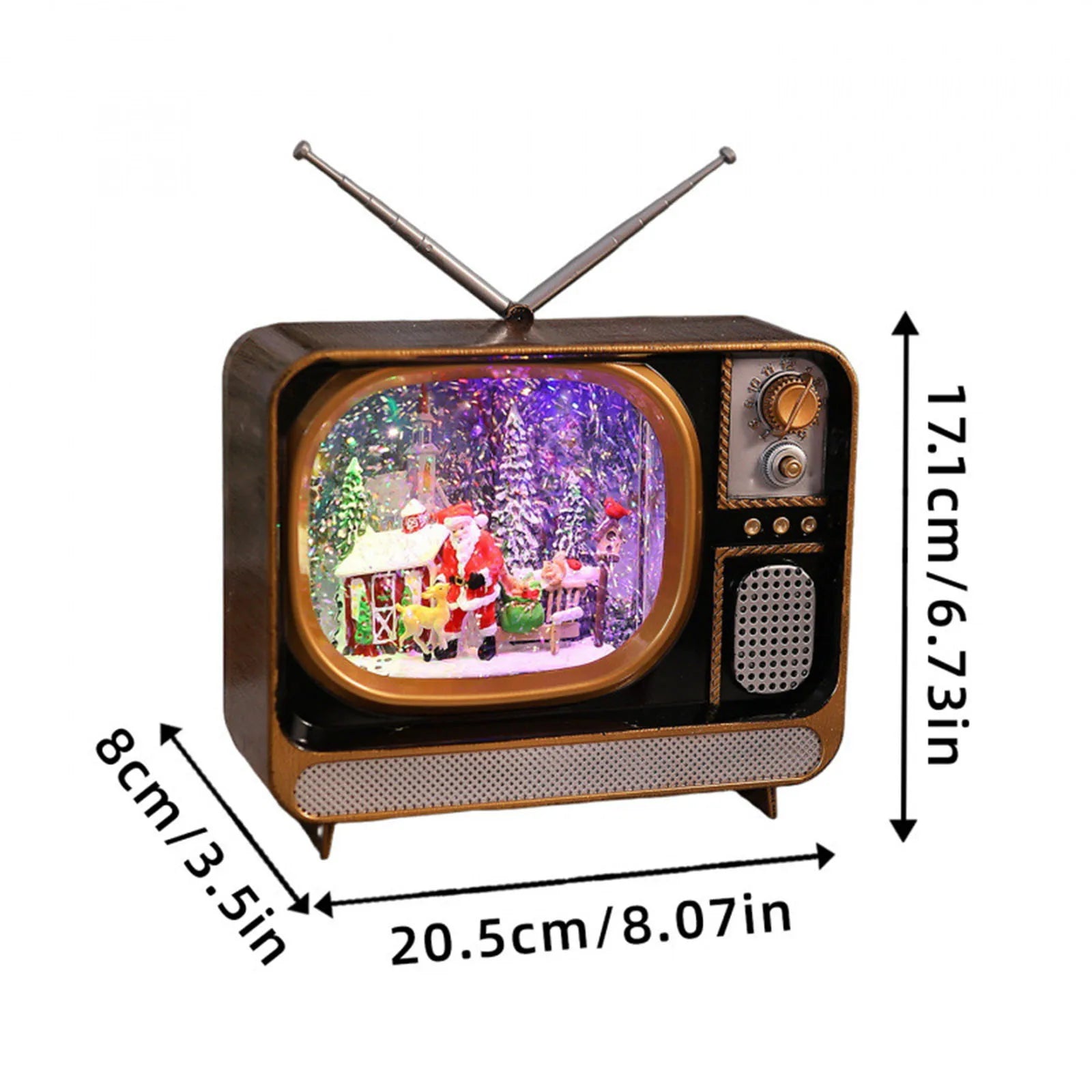 Christmas Decorations Luminous With Music Snow Tv Ornaments Glittering Christmas Music Box Tv For Christmas Gifts Cafe Party