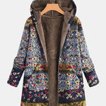 Elena - Boho Kwiatowy Sherpa Bluza z Kapturem