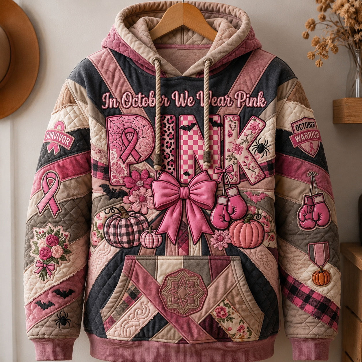 Różowa magia października - Bluza z kapturem