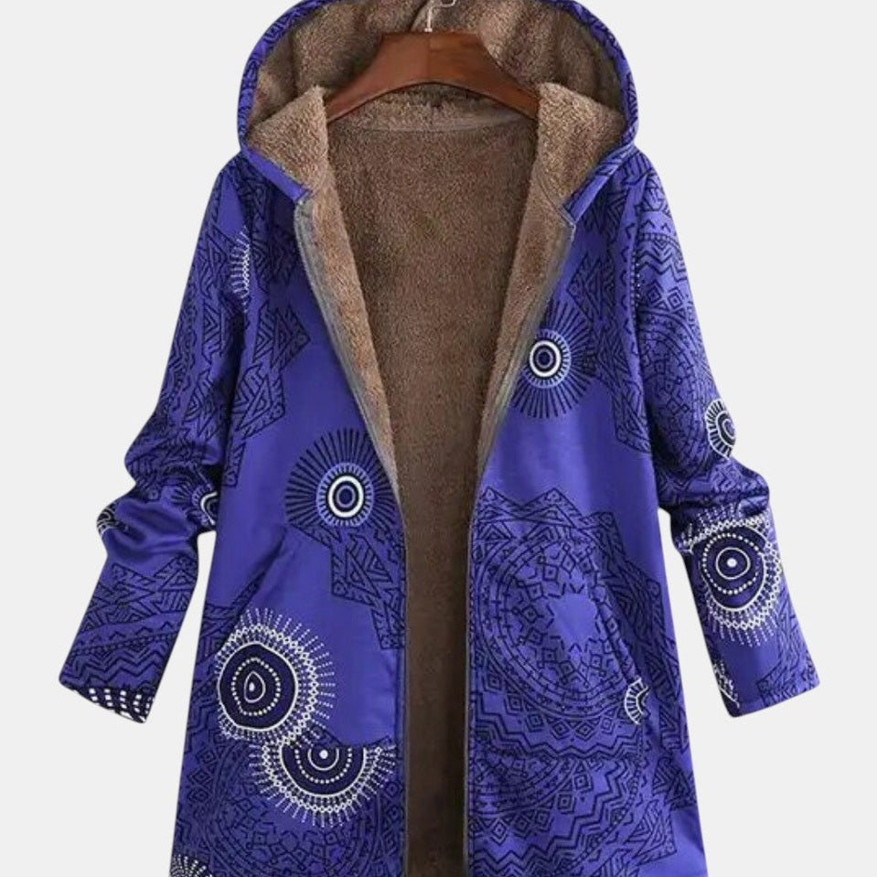 Luna - Granatowa Mandala Fleece Hoodie