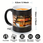Magiczny ceramiczny kubek termiczny z motywem regału na książki
