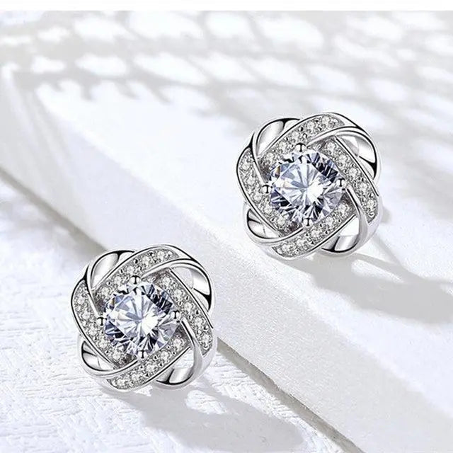 Crossed Spiral Flower Earrings