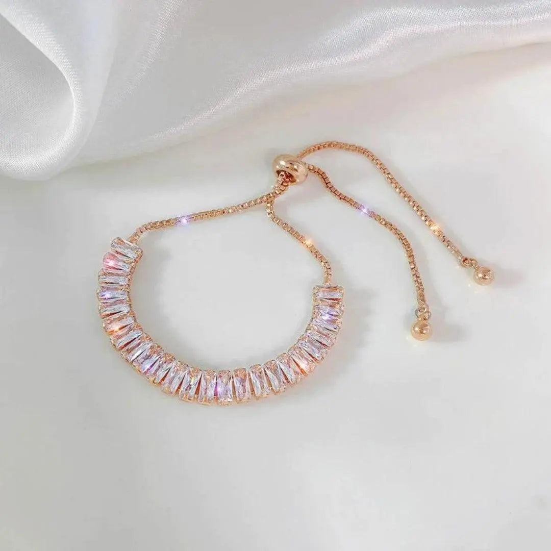 Adjustable Cubic Zirconia Bracelet in Gold and Silver