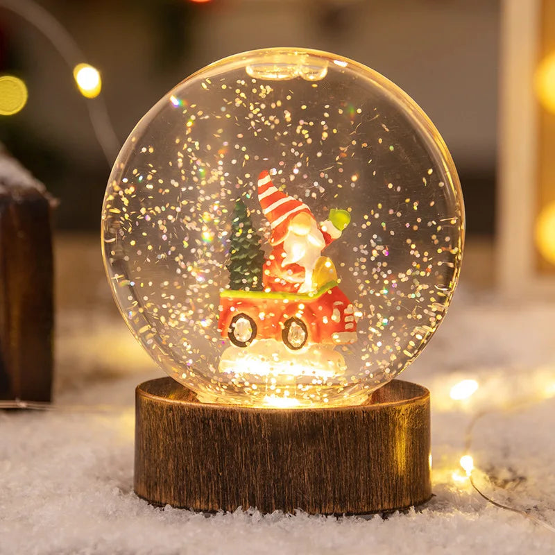 Christmas Crystal Ball Old Man Snowman Small Night Light Crystal Ball Snowfall Birthday Gift Christmas