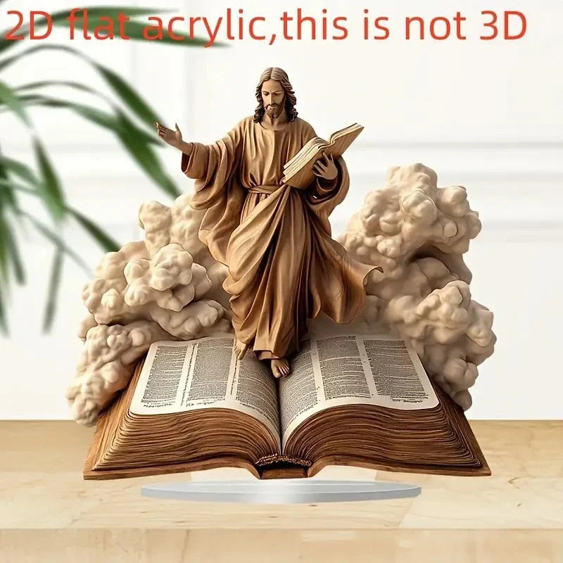 Decoration Christmas Nativity Centerpiece 2026 2D Acrylic Jesus Birth Scene Table Decor Religious Home Office Christmas Ornament