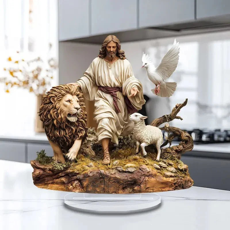 Decoration Christmas Nativity Centerpiece 2026 2D Acrylic Jesus Birth Scene Table Decor Religious Home Office Christmas Ornament