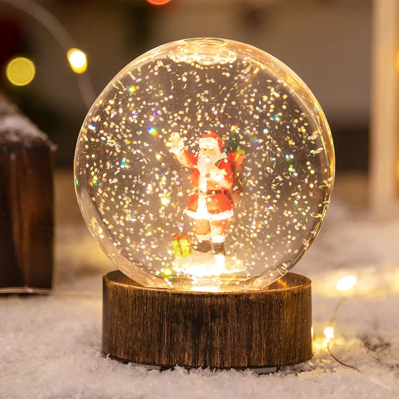 Christmas Crystal Ball Old Man Snowman Small Night Light Crystal Ball Snowfall Birthday Gift Christmas
