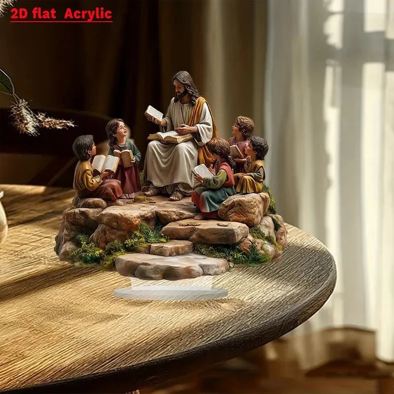 Decoration Christmas Nativity Centerpiece 2026 2D Acrylic Jesus Birth Scene Table Decor Religious Home Office Christmas Ornament