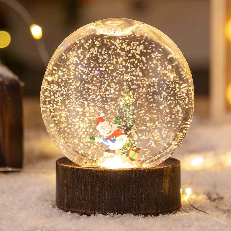 Christmas Crystal Ball Old Man Snowman Small Night Light Crystal Ball Snowfall Birthday Gift Christmas