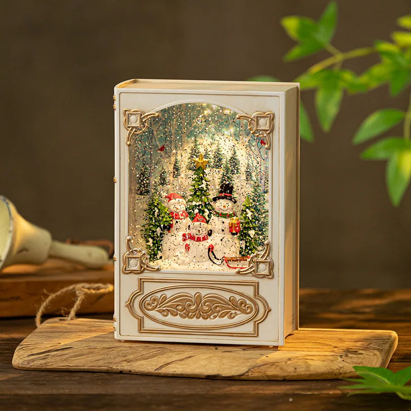 Weihnachten Wind Laterne Geschenk Buch Nachtlicht Alter Mann Spieluhr Dekoration Spieluhr Schnee Kristallkugel