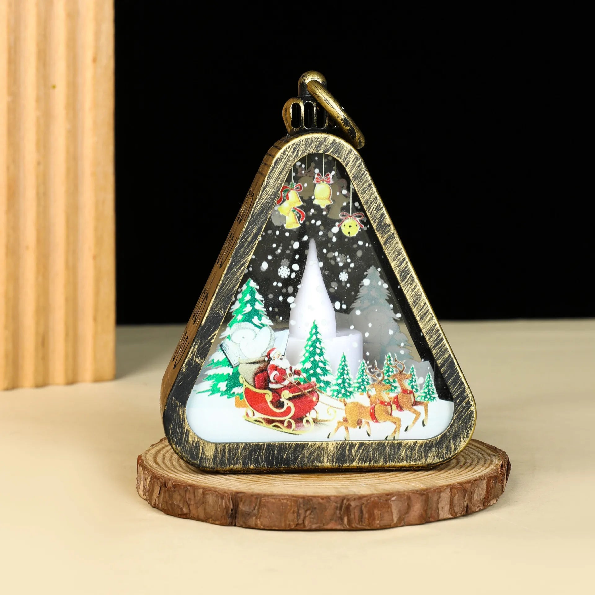 Christmas Decoration Retro Small Night Light Hanging Ornament Glowing Lantern Gift Window Display Desktop Ornament Candle Light