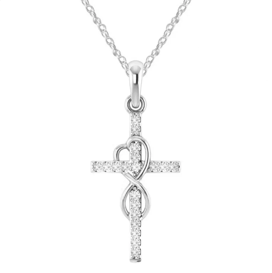 Cross-Shaped Pendant Necklace in Diamond Alloy