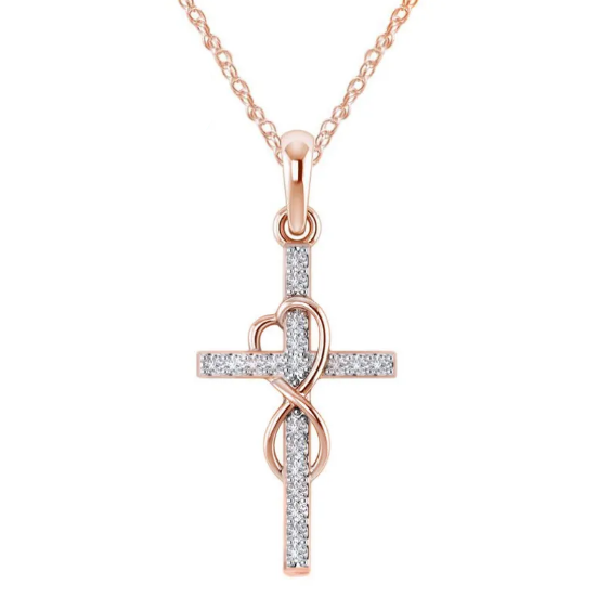 Cross-Shaped Pendant Necklace in Diamond Alloy