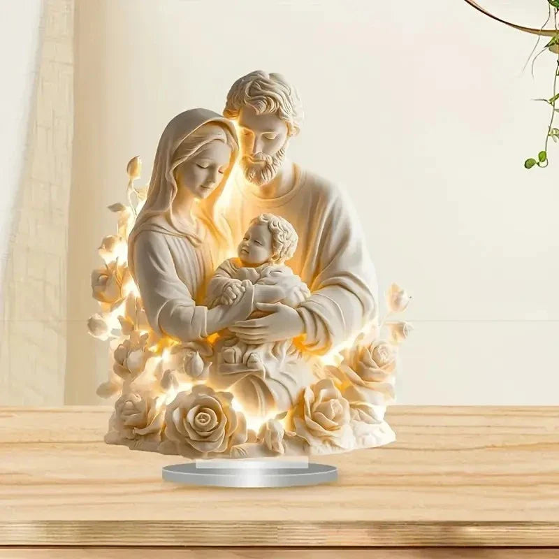 Decoration Christmas Nativity Centerpiece 2026 2D Acrylic Jesus Birth Scene Table Decor Religious Home Office Christmas Ornament