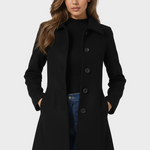 Josephine - Damski zimowy trench coat z jednym guzikiem