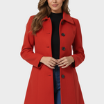 Josephine - Damski zimowy trench coat z jednym guzikiem