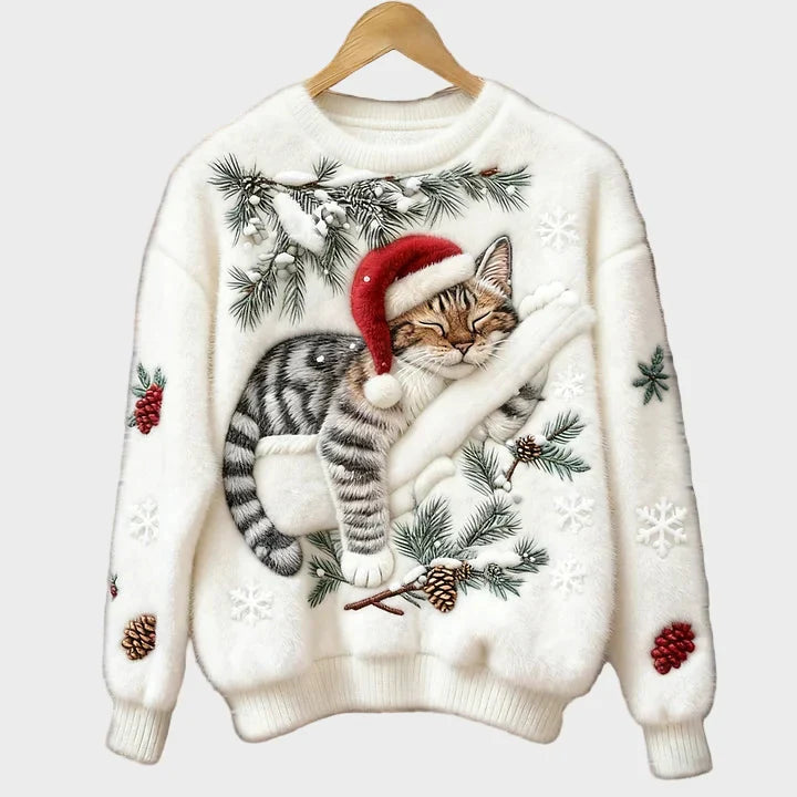 Olivia - Świąteczny kotek sweter z pluszu