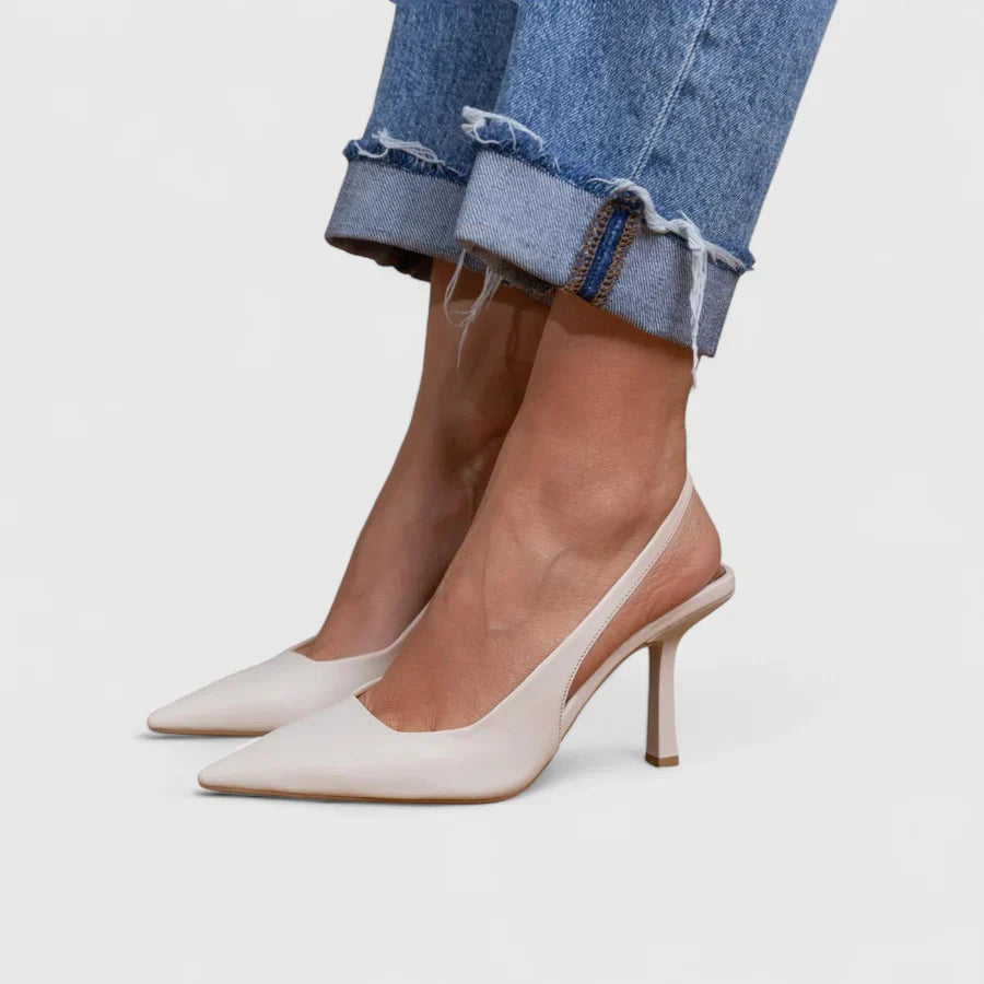 Karolina – Eleganckie Czółenka Slingback na Obcasie
