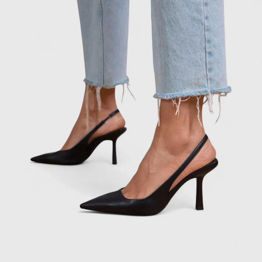 Karolina – Eleganckie Czółenka Slingback na Obcasie