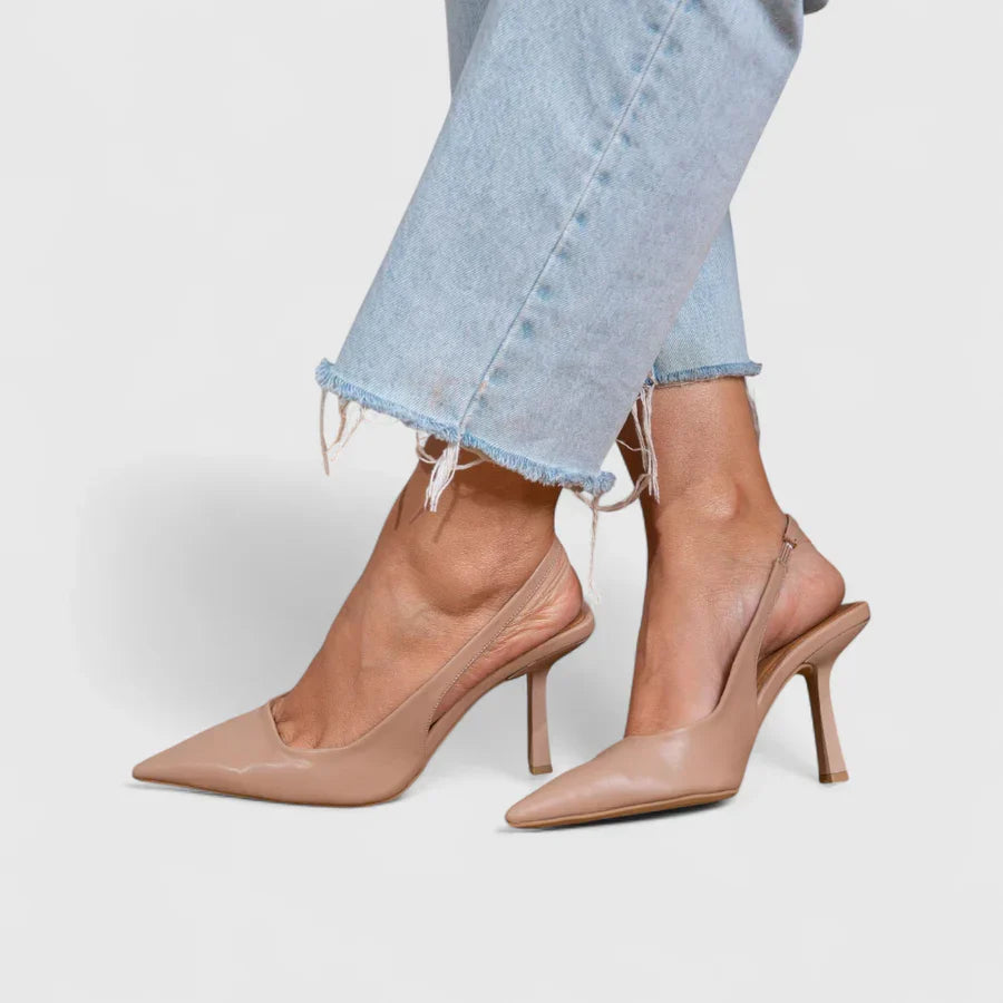 Karolina – Eleganckie Czółenka Slingback na Obcasie