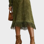 Sukienka z Suede z Golfem i Frędzlami
