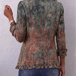 Zoey | Vintage Gradient Textured Print Ruffle Jacket
