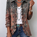 Zoey | Vintage Gradient Textured Print Ruffle Jacket